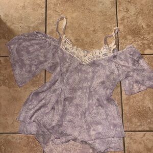Maurices Lavender Paisley Lace-Trim Tank